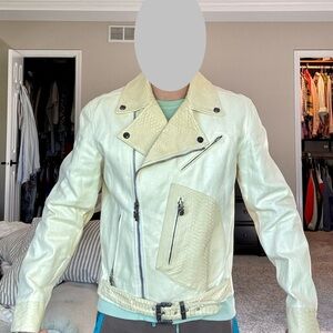 Gianni Versace Couture Python-Trim Moto Jacket, RARE, runway, vintage, Alias spa